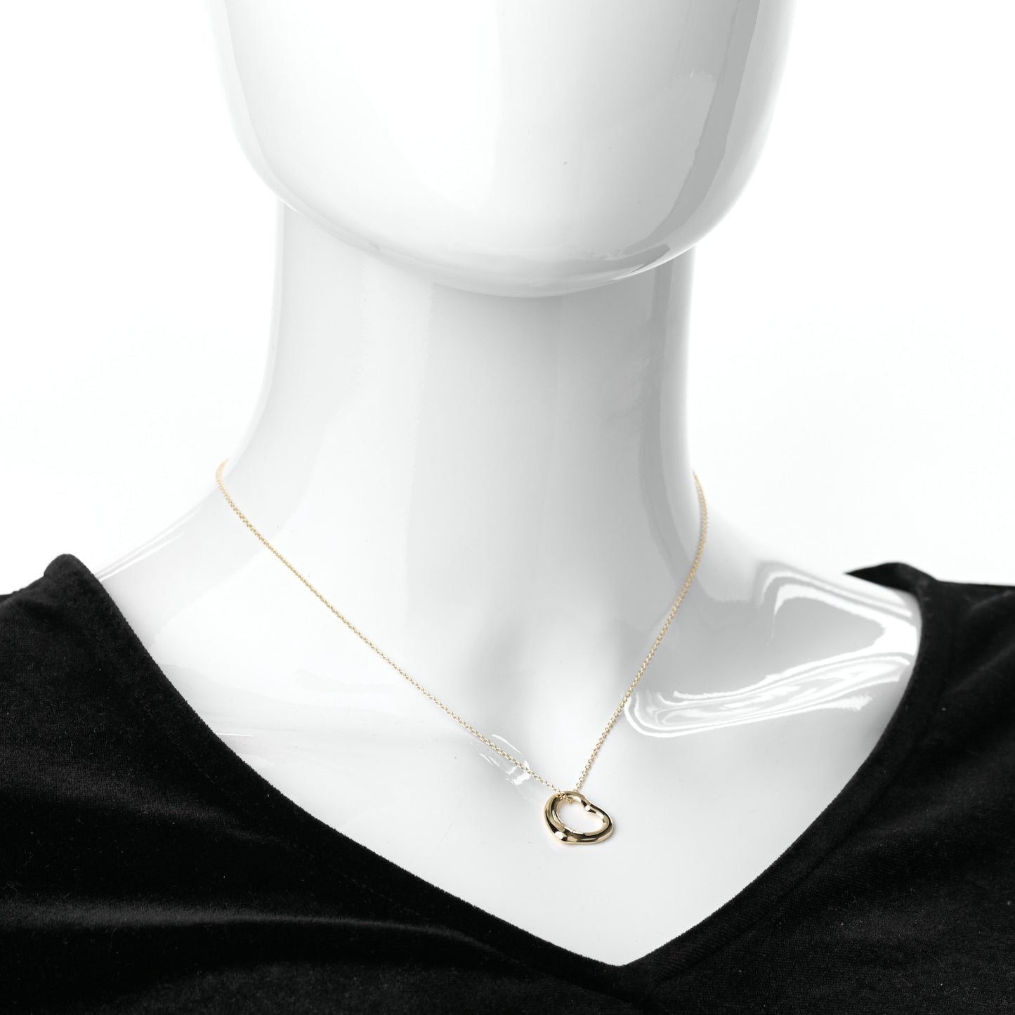 18K Yellow Gold 16mm Elsa Peretti Open Heart Pendant Necklace