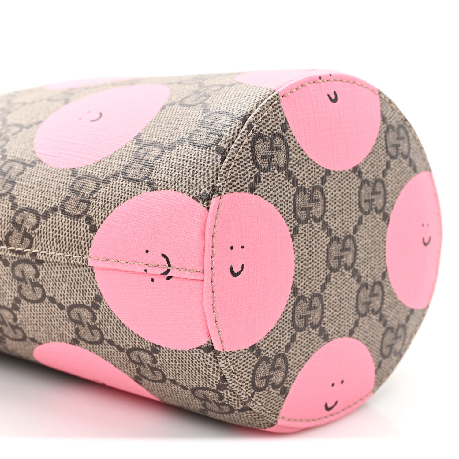 Gucci GG Supreme Monogram Childrens Printed Smile Bucket Bag Beige Dark Brown Yellow Pink 9 of 10
