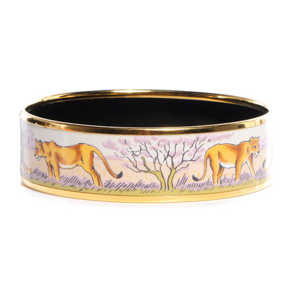 Hermes Enamel Printed Pride of Lions Wide Bracelet 62 3 of 6