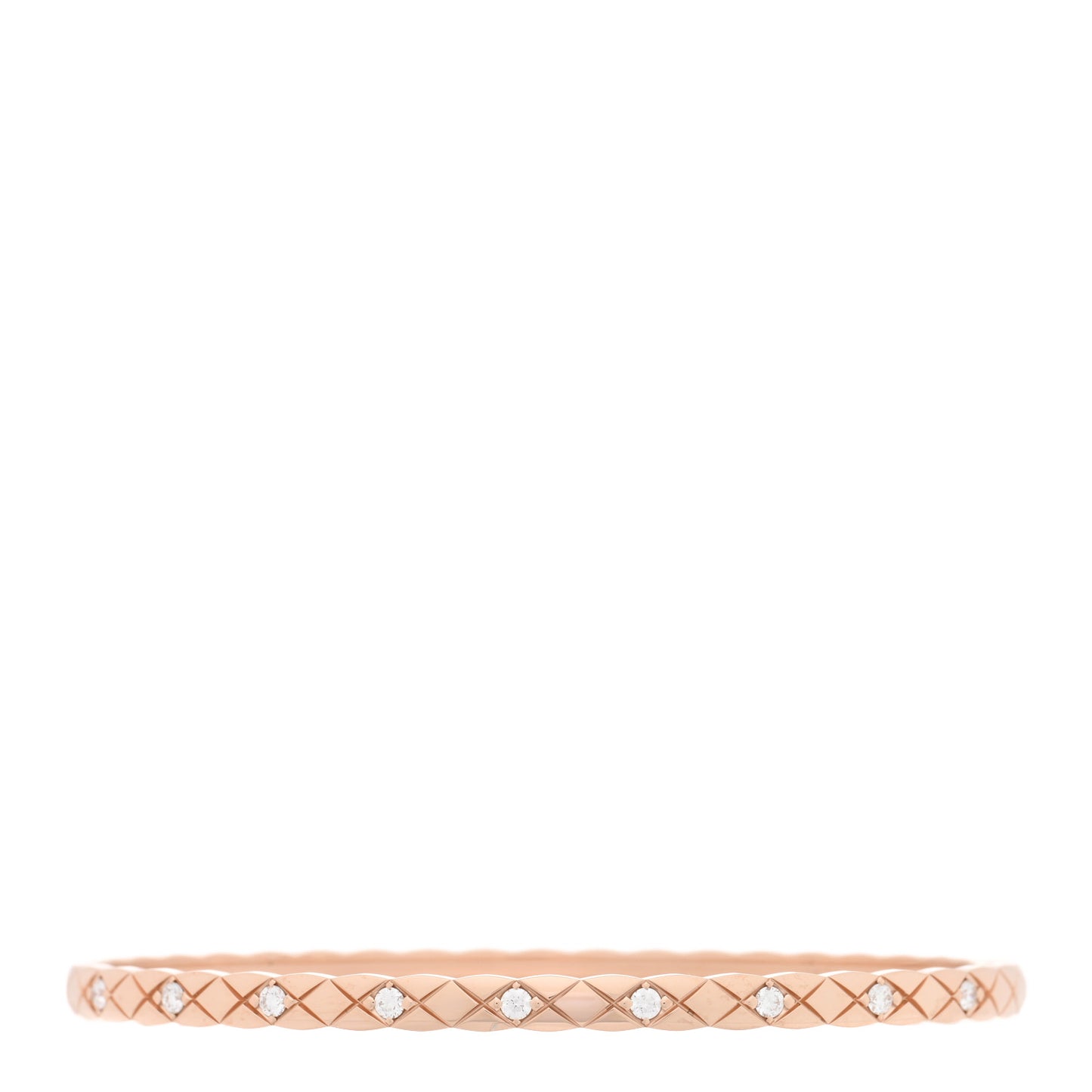 18K Beige Gold Diamond Mini Coco Crush Cuff Bracelet L
