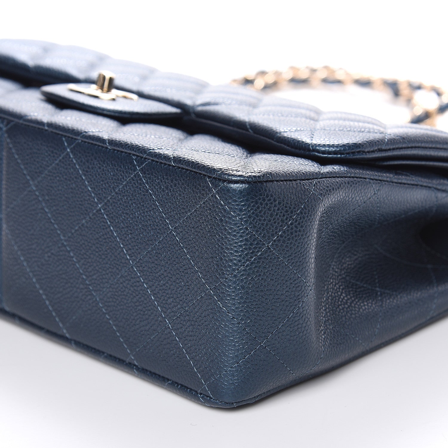 Chanel Iridescent Caviar Quilted Jumbo Double Flap Dark Blue 9 of 12