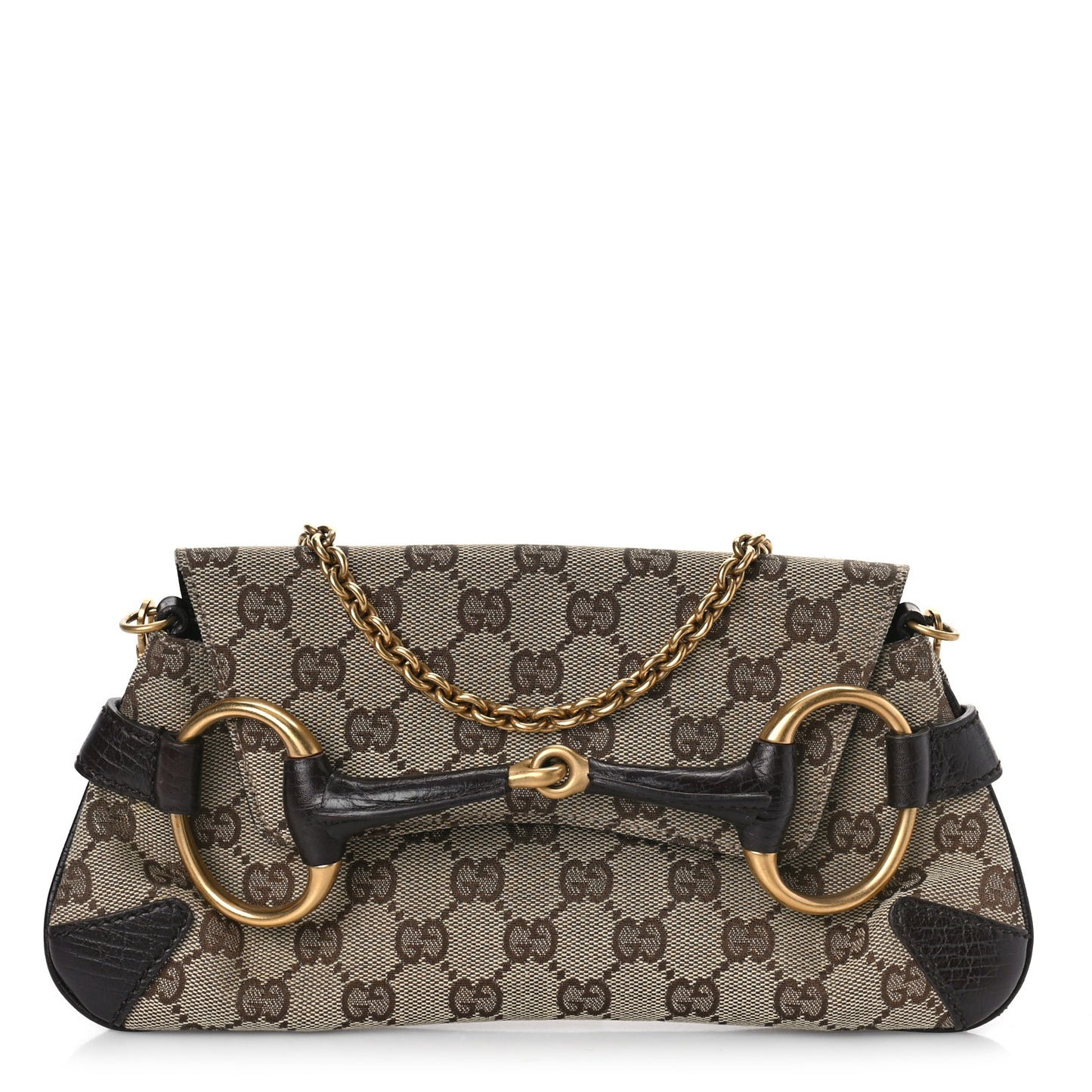 Monogram Horsebit Clutch Dark Brown