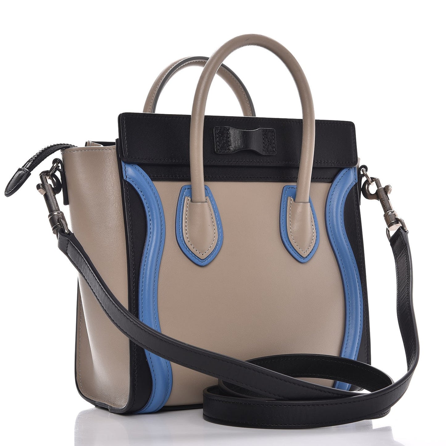 Shiny Smooth Calfskin Tri-color Nano Luggage Quartz
