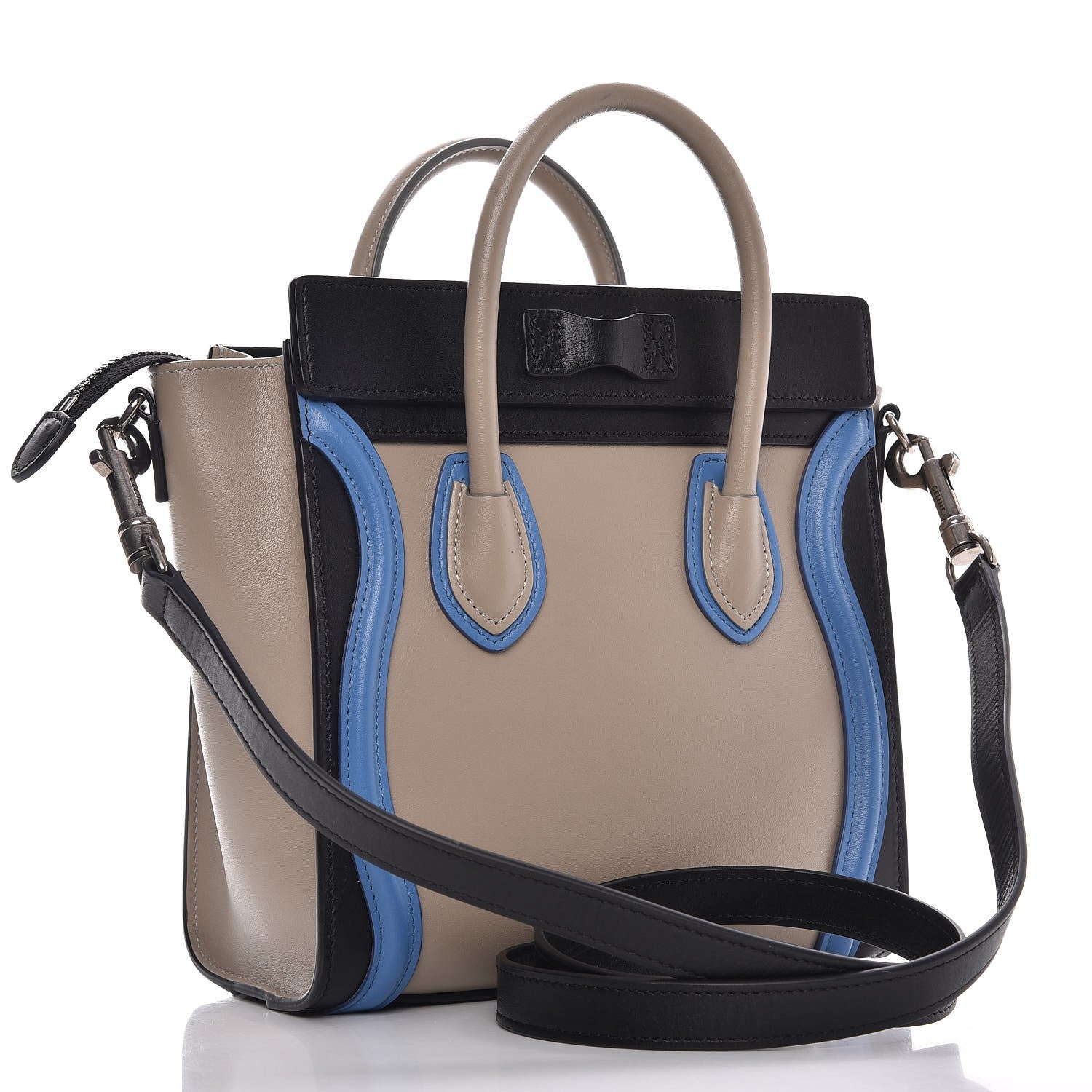 Celine Shiny Smooth Calfskin Tri-color Nano Luggage Quartz 4 of 9
