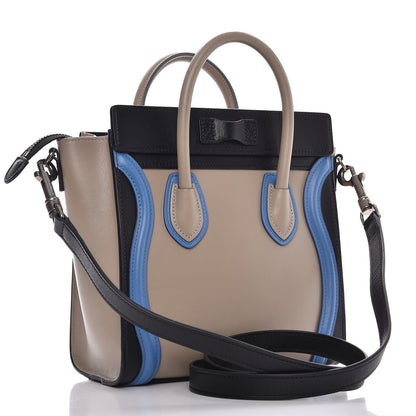 Celine Shiny Smooth Calfskin Tri-color Nano Luggage Quartz 4 of 9