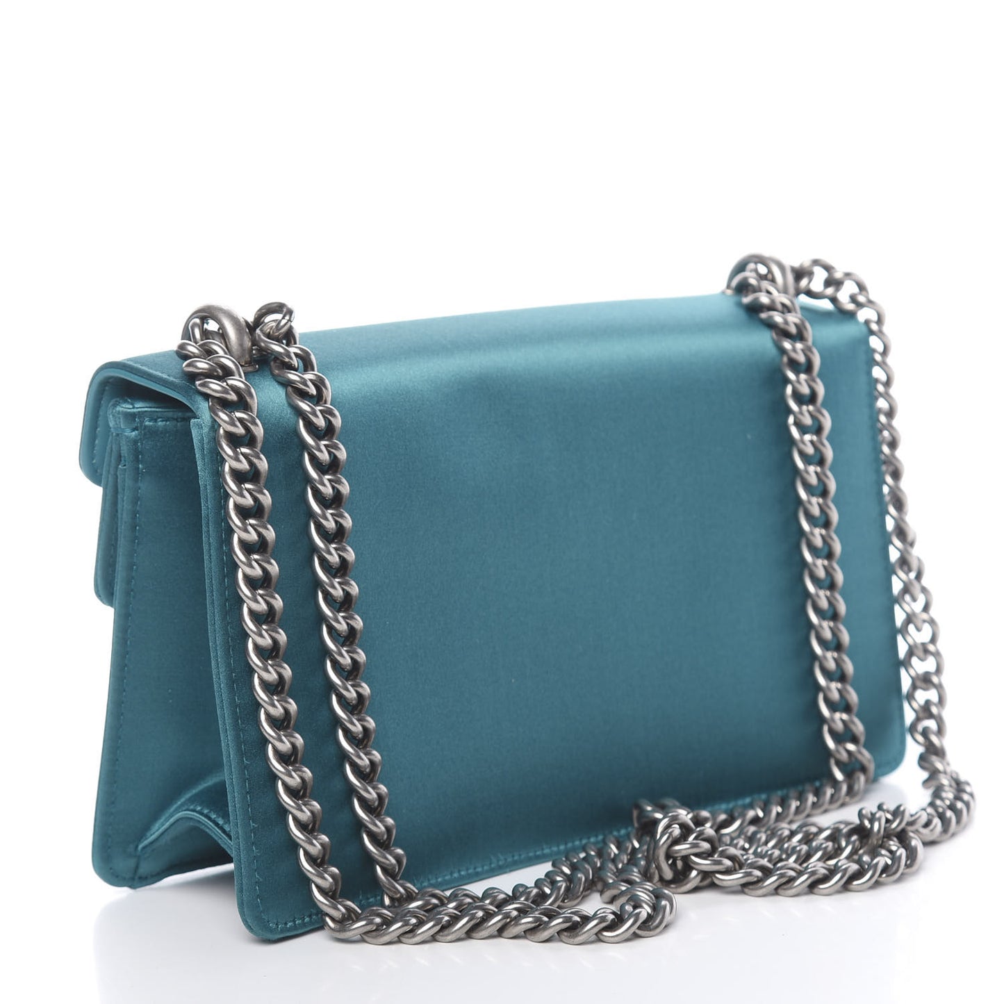 Satin Silk Crystal Small Dionysus Shoulder Bag Turchese Black Diamond