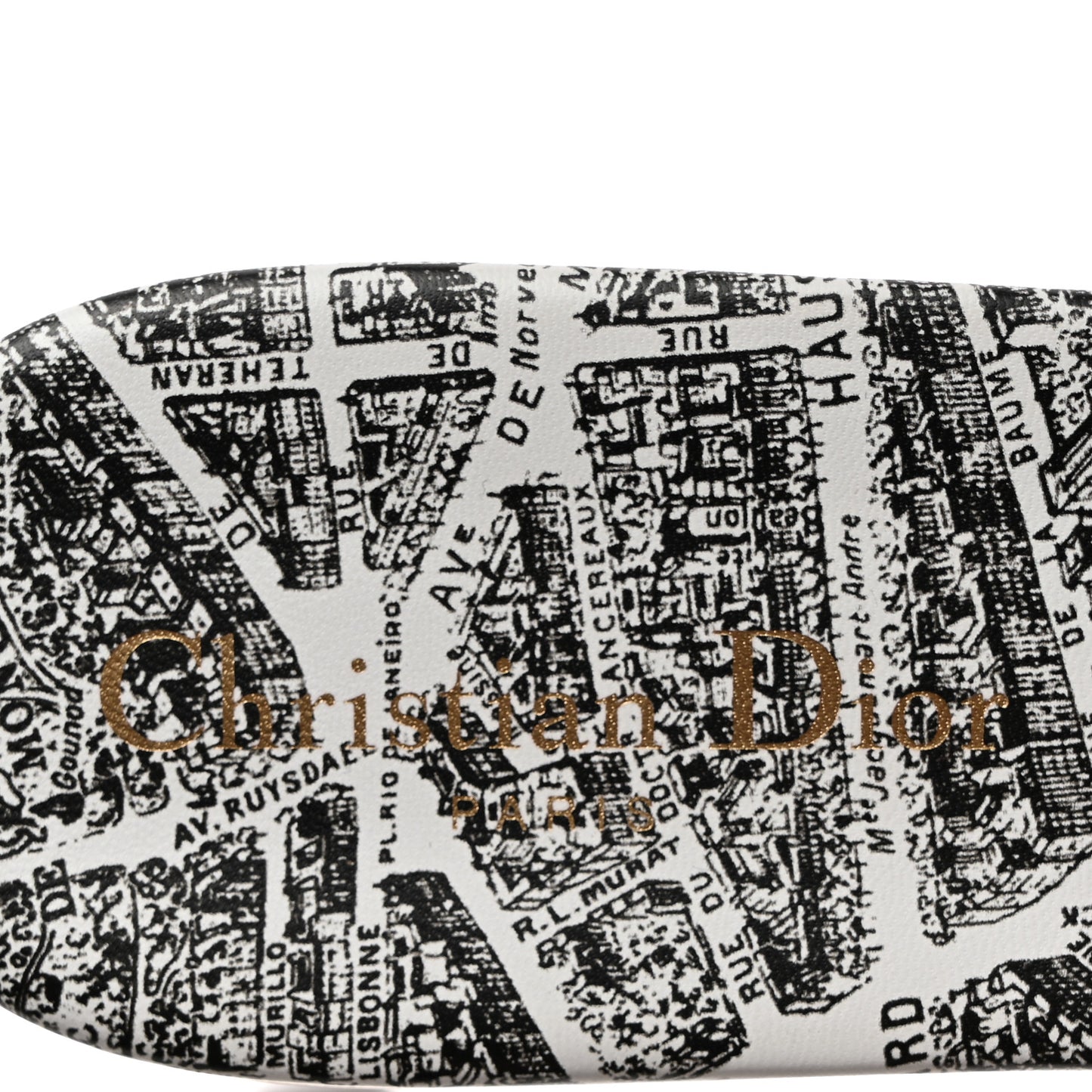 Canvas Plan de Paris Embroidered Dway Flat Slide Sandals 40.5 Off White Black