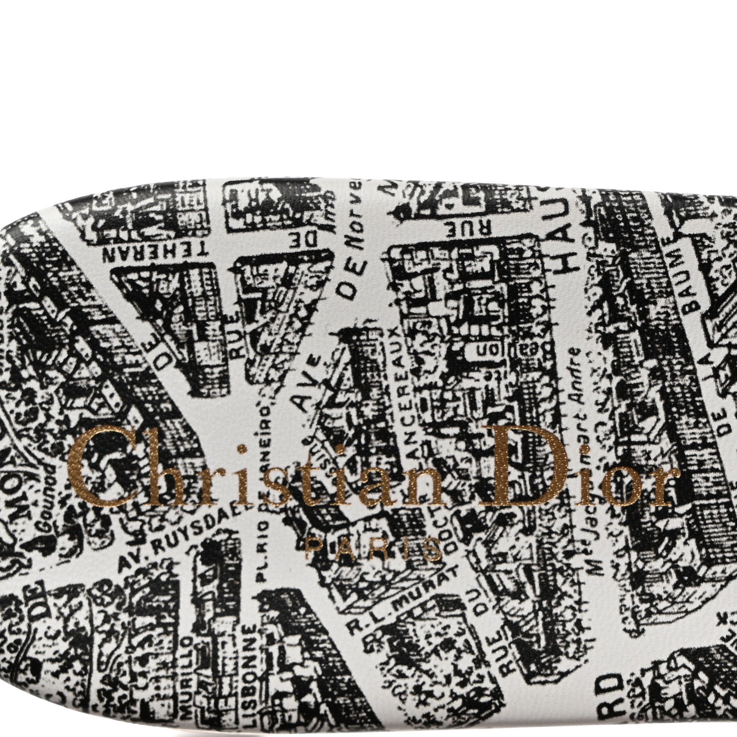 Christian Dior Canvas Plan de Paris Embroidered Dway Flat Slide Sandals 40.5 Off White Black 6 of 9