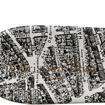 Christian Dior Canvas Plan de Paris Embroidered Dway Flat Slide Sandals 40.5 Off White Black 6 of 9