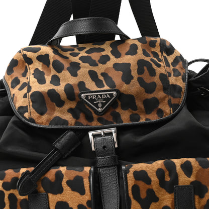 Prada Tessuto Nylon Leopard Print Backpack Black Miele 8 of 10