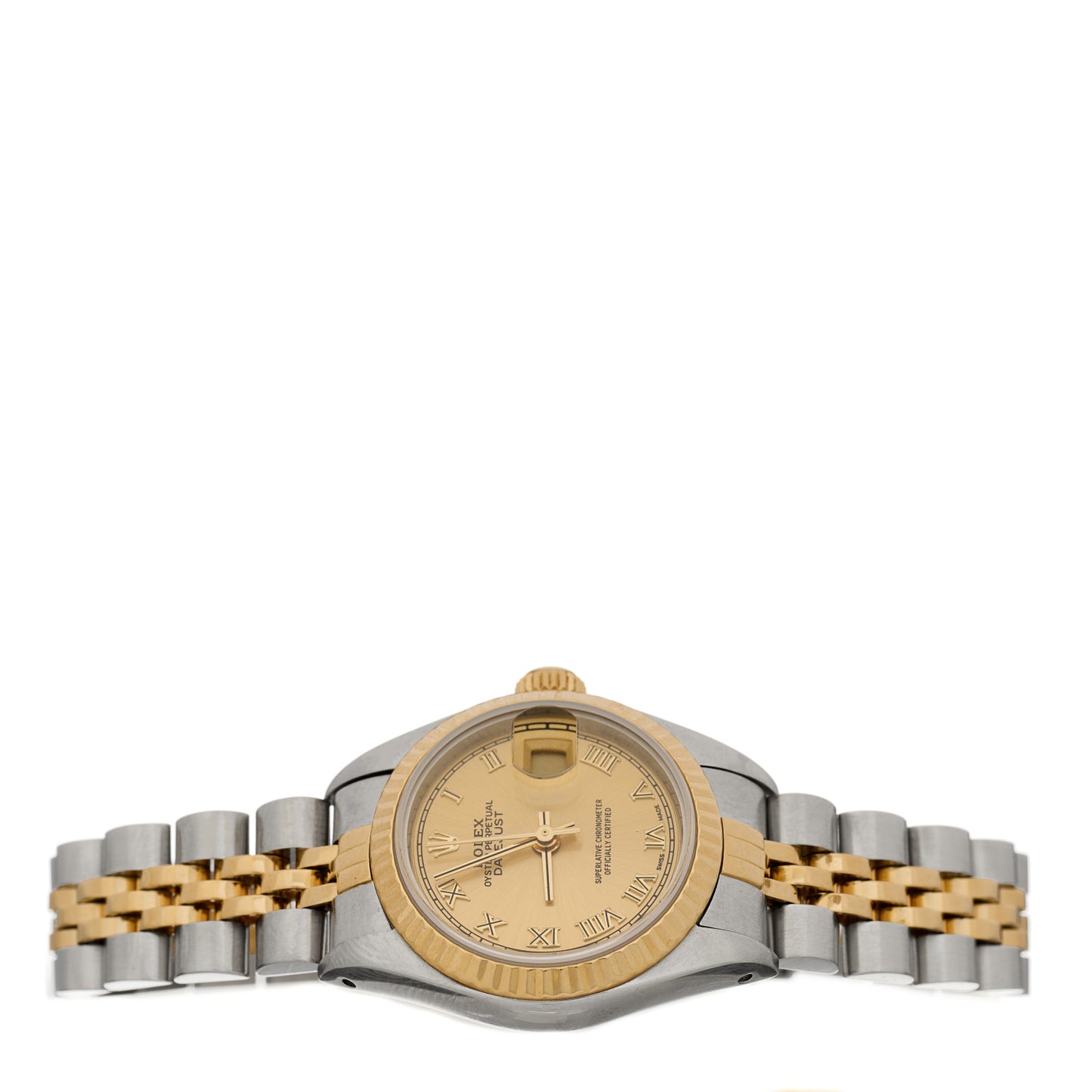 Stainless Steel 18K Yellow Gold 26mm Oyster Perpetual Datejust Watch Champagne Roman 69173