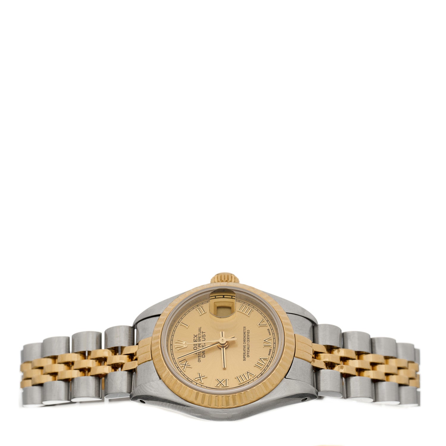 Rolex Stainless Steel 18K Yellow Gold 26mm Oyster Perpetual Datejust Watch Champagne Roman 69173 2 of 4