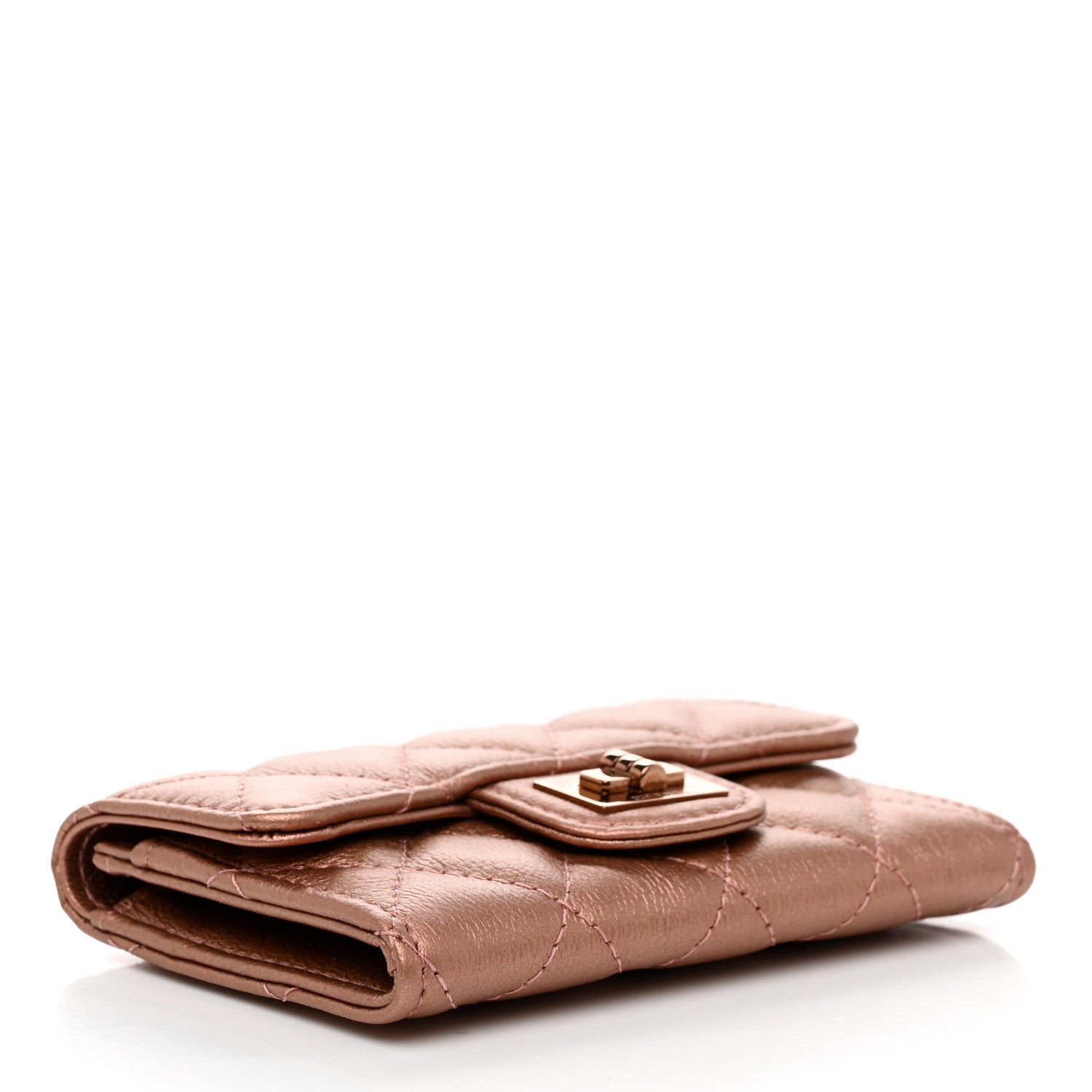 Chanel Metallic Calfskin Quilted Reissue Flap Card Holder Copper Pink 7 of 18