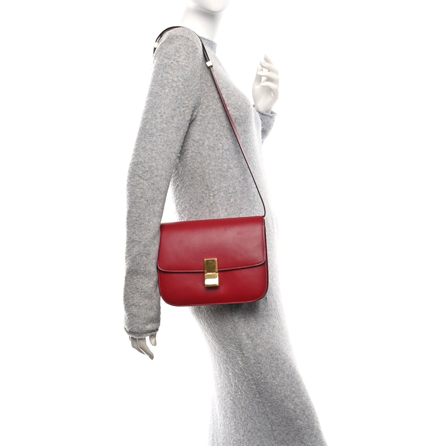 Box Calfskin Medium Classic Box Flap Bag Red