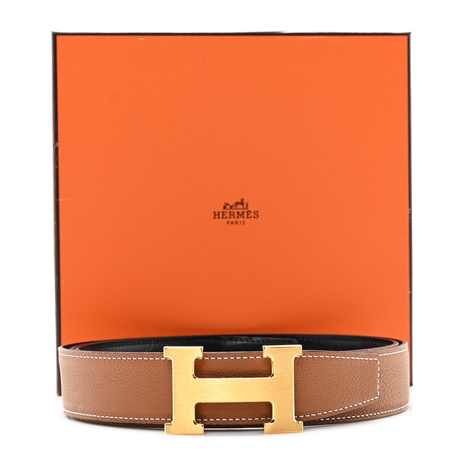 Hermes Box Togo 32mm H Belt 115 Black Gold 6 of 6