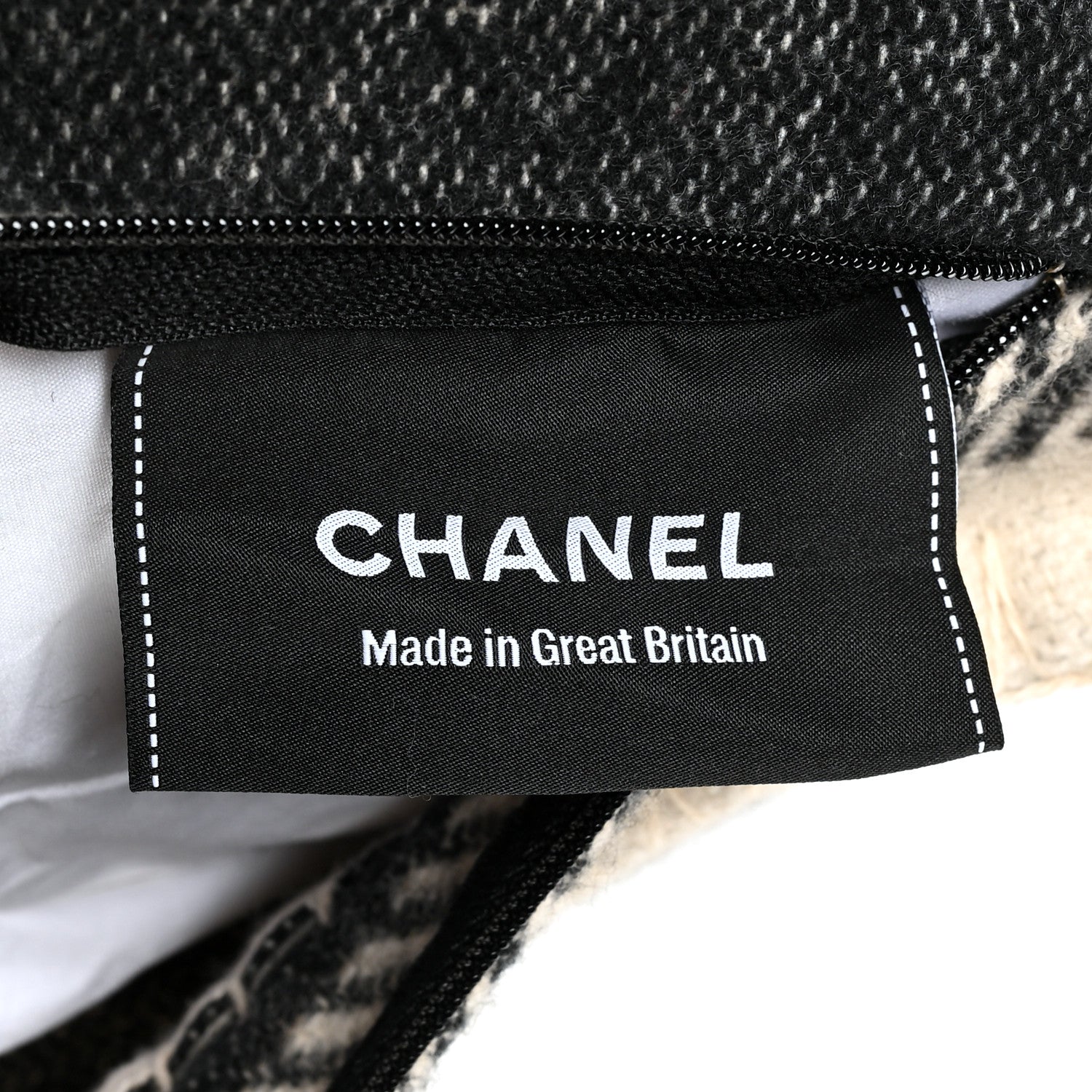 Chanel Merino Wool Cashmere CC Pillow Beige Black 3 of 3