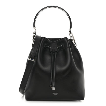 Jimmy Choo Smooth Shiny Calfskin Bon Bon Bucket Bag Black 1 of 10
