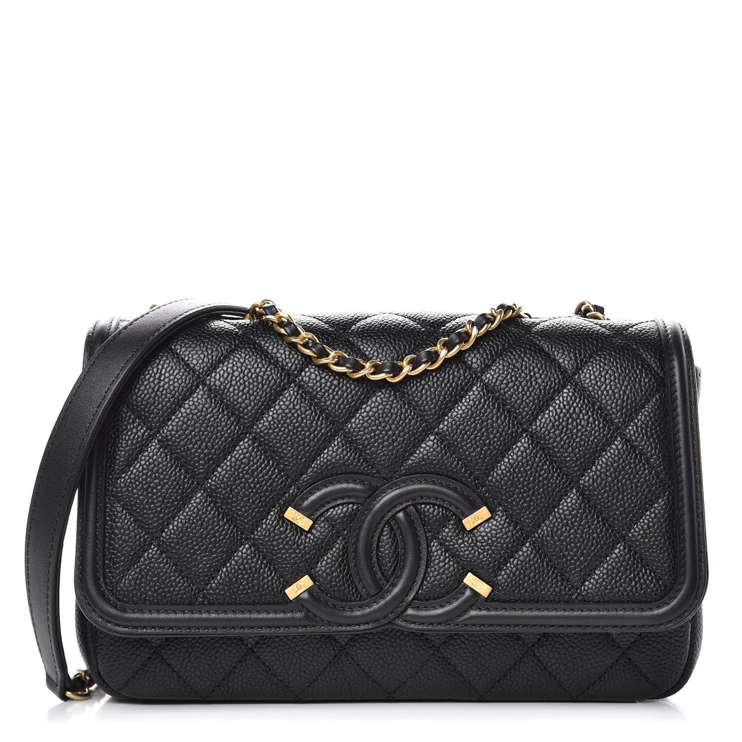 Caviar Quilted Small CC Filigree Flap Black