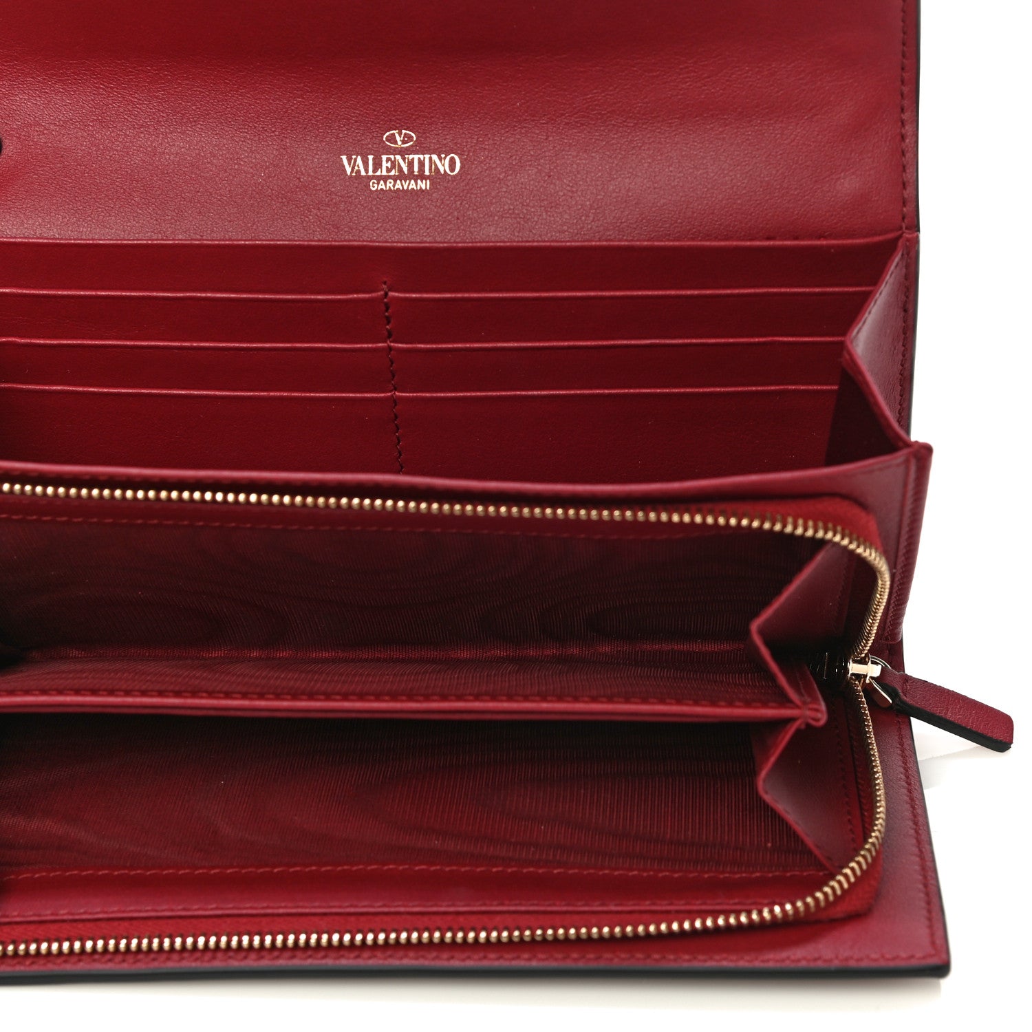 Valentino Garavani Vitello Rockstud Wristlet Travel Wallet Rubino 5 of 14