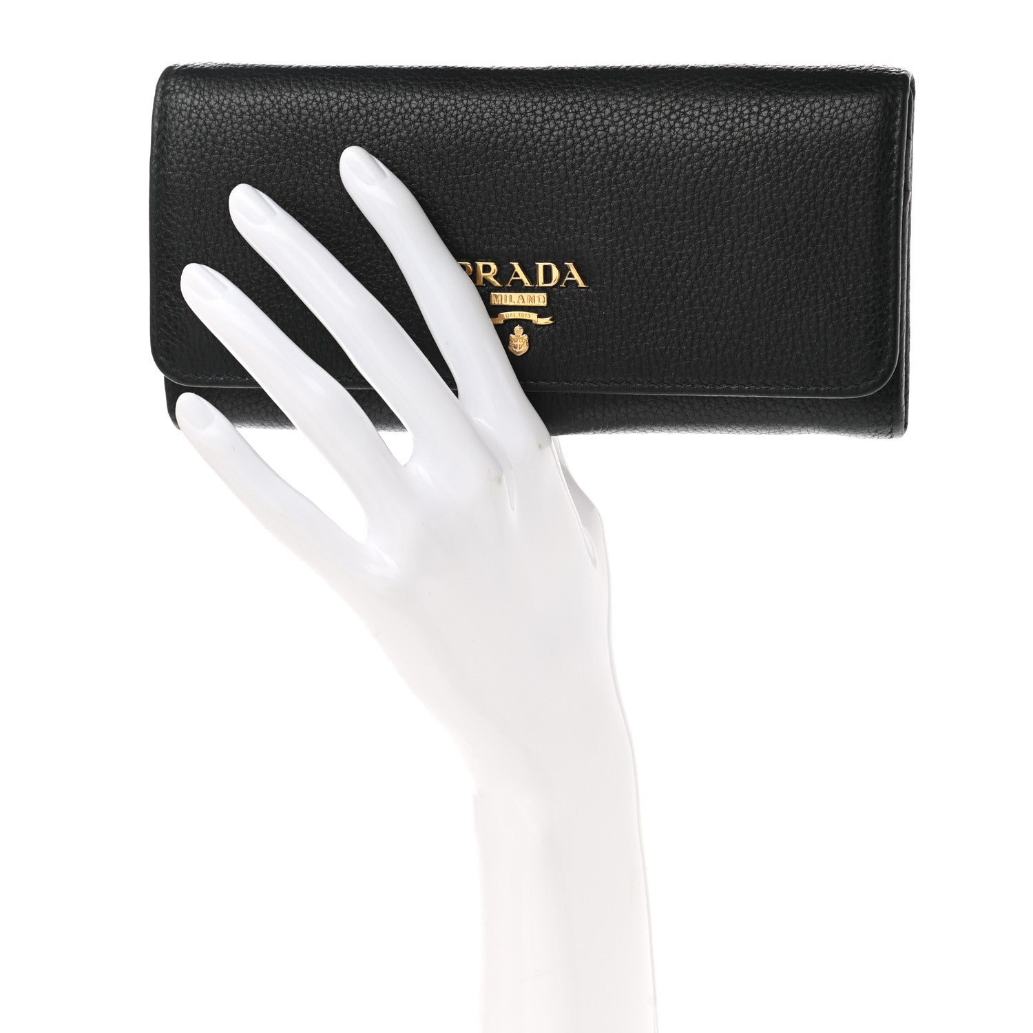Prada Vitello Grain Continental Flap Wallet Black 3 of 8