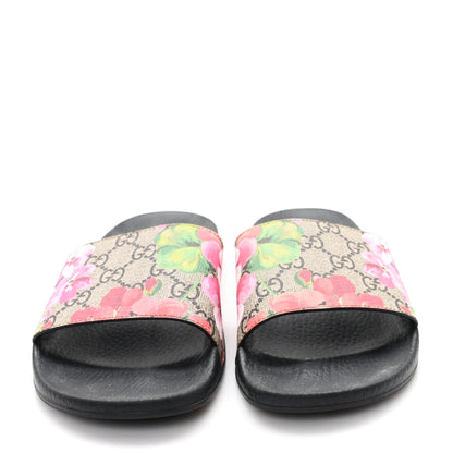 Gucci GG Supreme Monogram Blooms Slide Sandals 38 Beige Multicolor 3 of 9