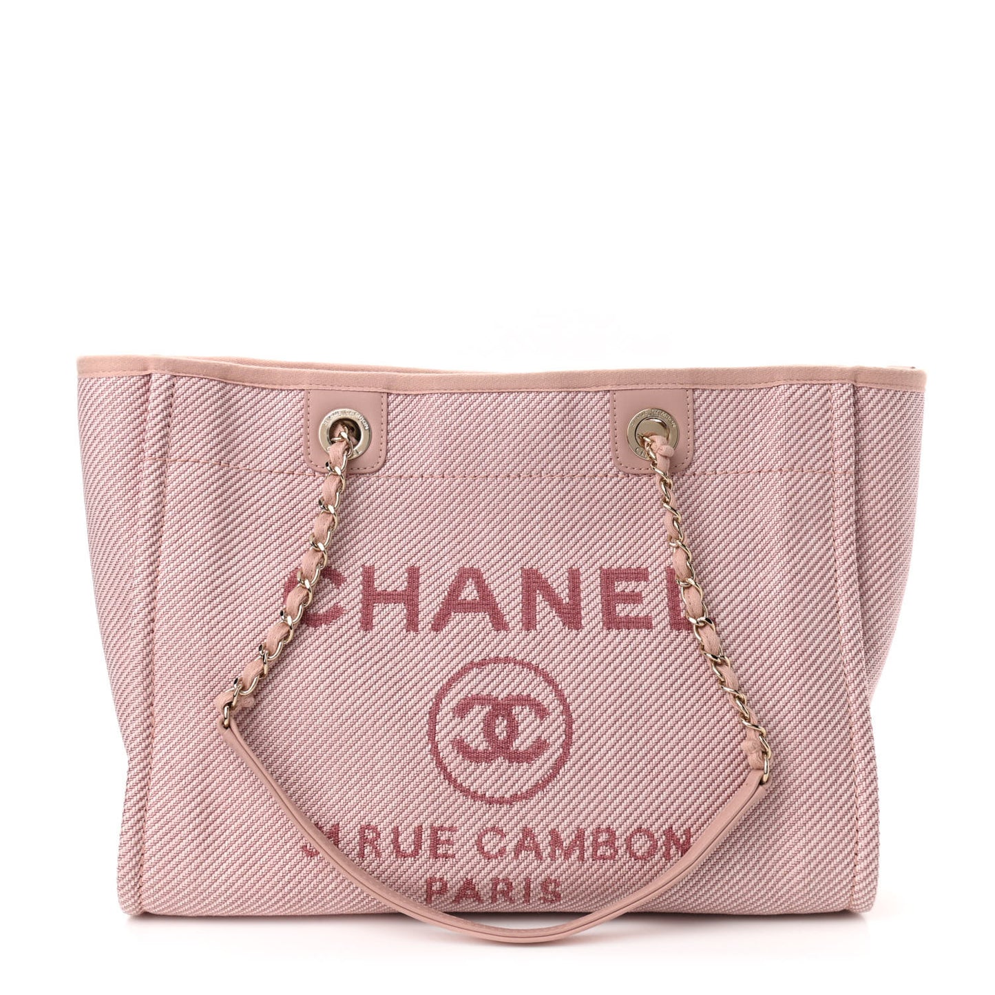 Mixed Fibers Calfskin Small Deauville Tote Rose Pink