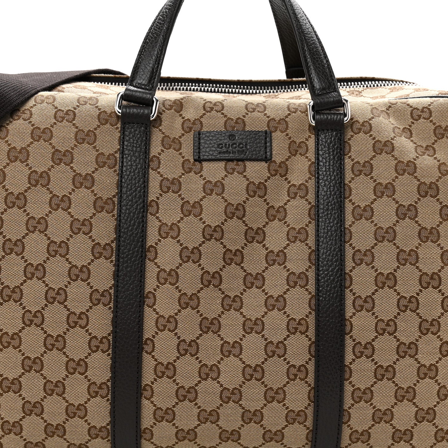 Gucci Monogram Dollar Calfskin Boston Duffle Bag Beige Ebony Testa di Moro Marrone Scuro 7 of 9
