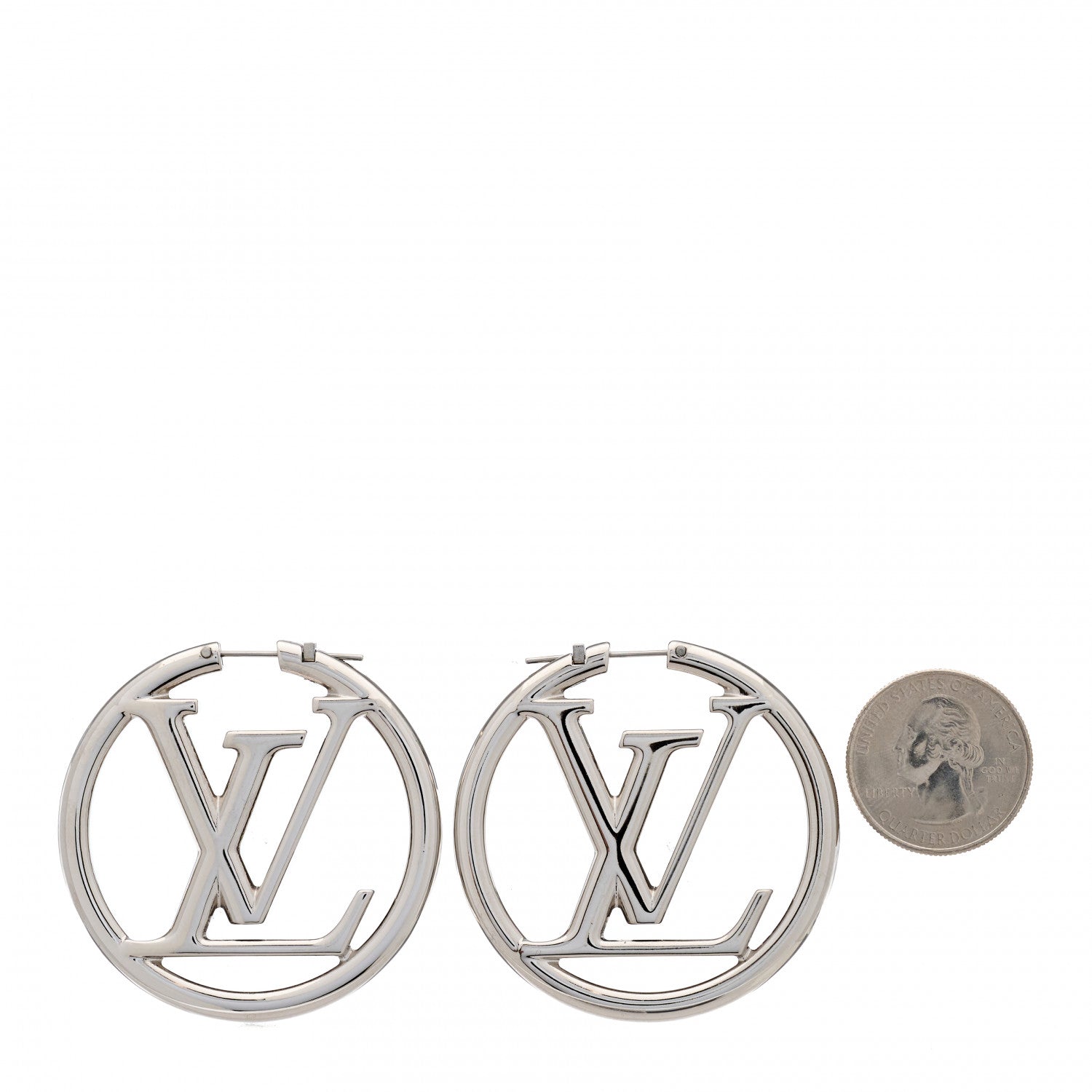 Louis Vuitton Palladium Louise Hoop Earrings Silver 2 of 4