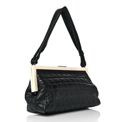 Chanel Lambskin Chocolate Bar Quilted Frame Shoulder Bag Black 2 of 10