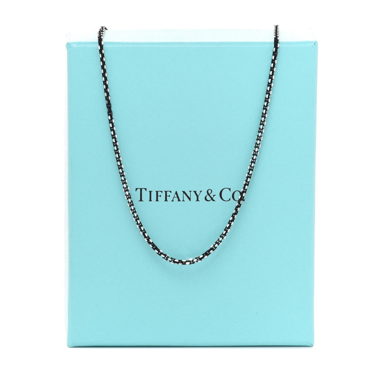 Tiffany Sterling Silver Enamel 1.75mm Chain Necklace Black 30" 6 of 6