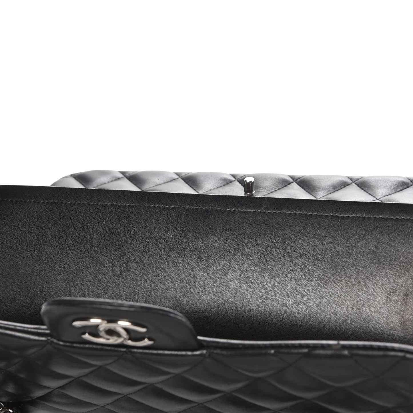 Lambskin Quilted Jumbo Double Flap Black