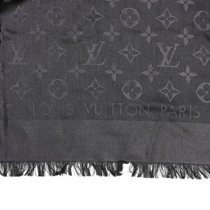 Louis Vuitton Silk Wool Monogram Shawl Charcoal Grey 2 of 3