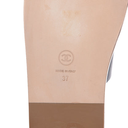 Chanel Calfskin Wood Buckle Sandals 37 Black 6 of 10