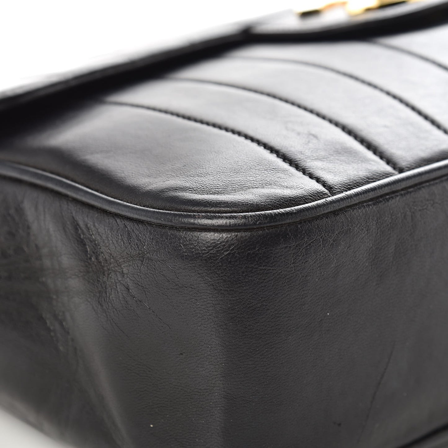 Lambskin Vertical Quilt Jumbo Single Flap Black