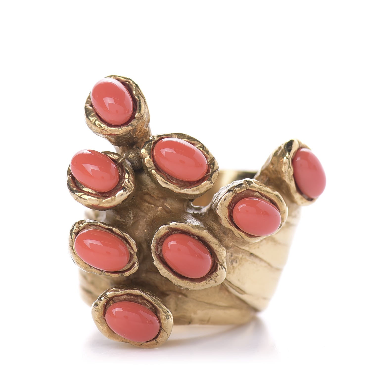 Saint Laurent Arty Dots Ring 5.5 Gold Coral 1 of 5