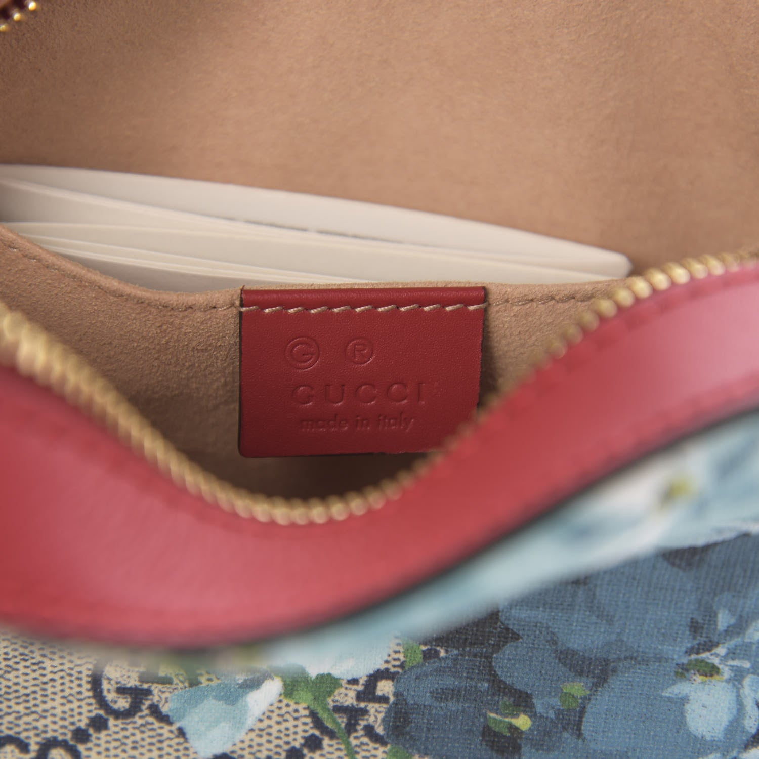 Gucci GG Supreme Monogram Blooms Mini Chain Shoulder Bag Beige Blue Navy Hibiscus Red 5 of 9
