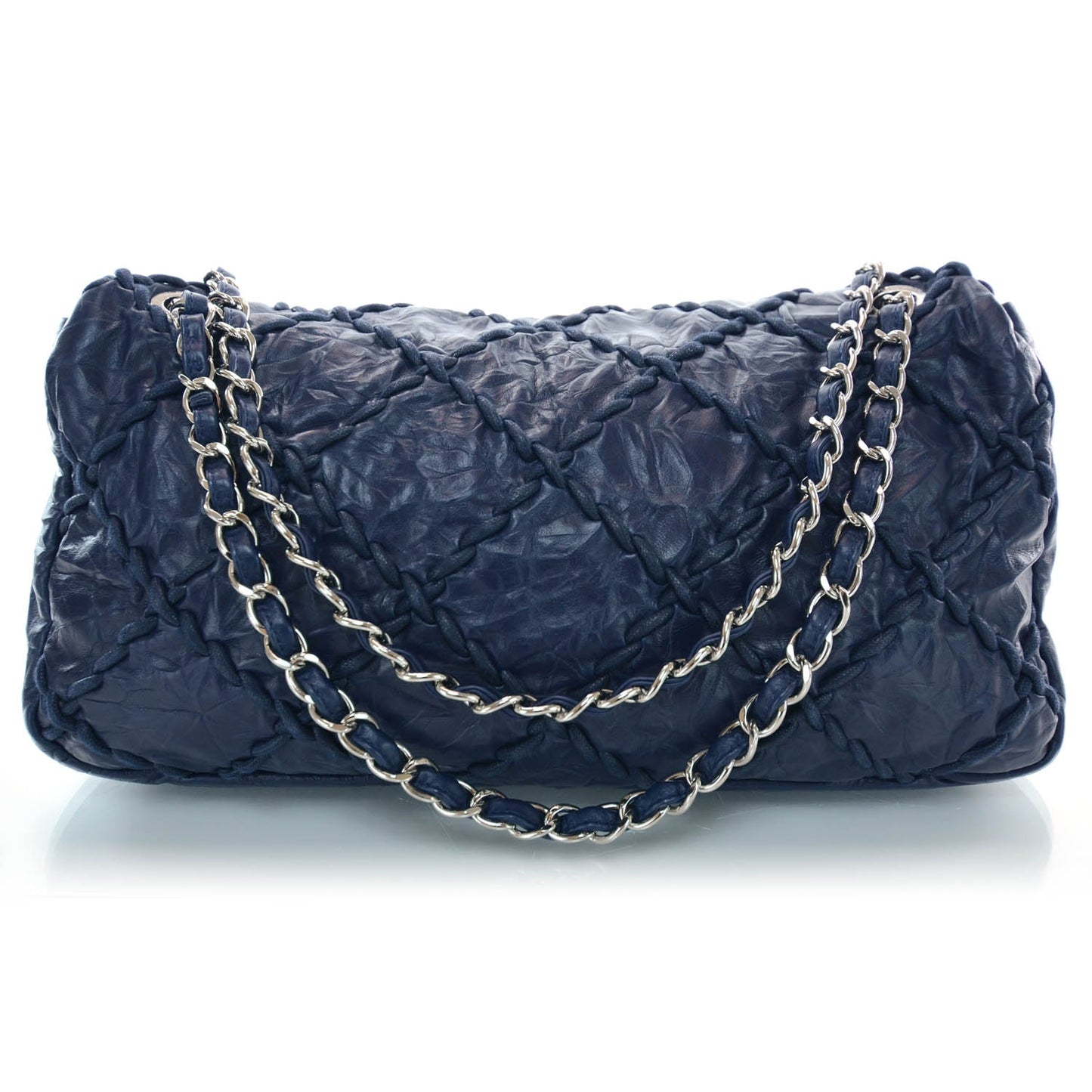 Calfskin Ultra Stitch Oversize Flap Navy