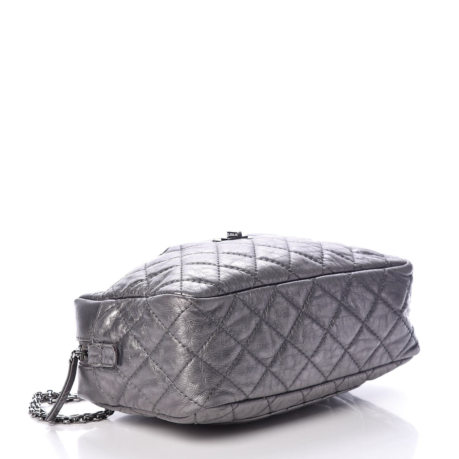 Chanel Metallic Aged Calfskin Quilted Medium Reissue Camera Case Dark Silver 4 of 15