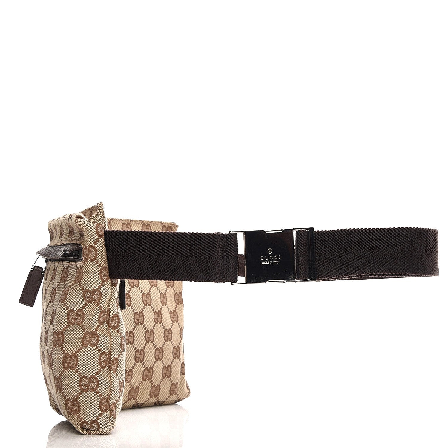 Gucci GG Monogram Double Pocket Belt Bag Dark Brown 5 of 7