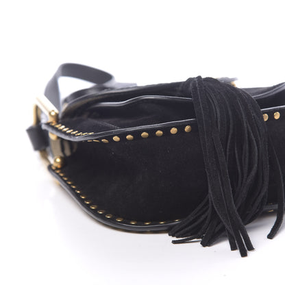 Chloe Suede Calfskin Braided Mini Hudson Shoulder Bag Black 9 of 10