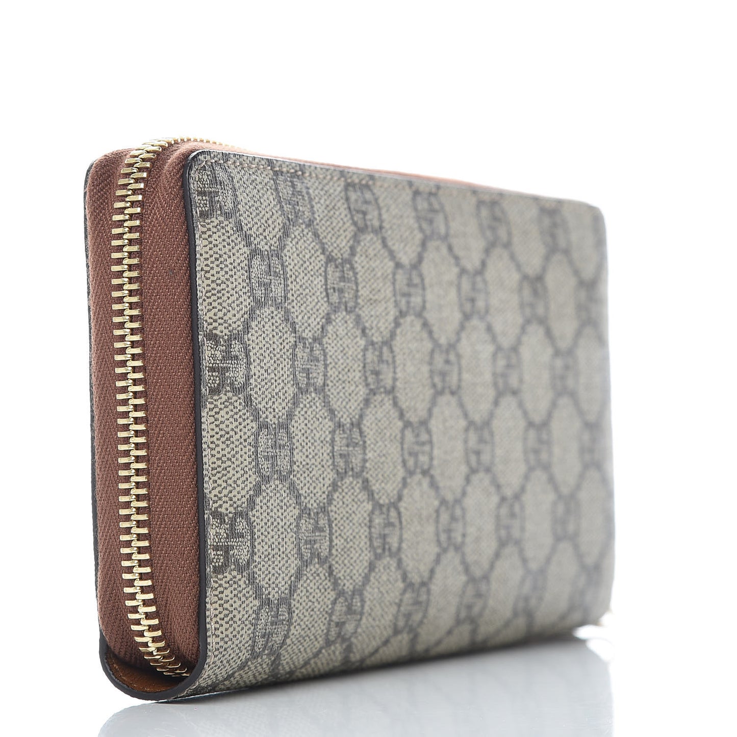 GG Supreme Monogram Embroidered Roses Zip Around Wallet Red
