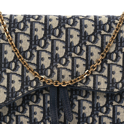 Christian Dior Oblique Saddle Chain Pouch Blue 7 of 9