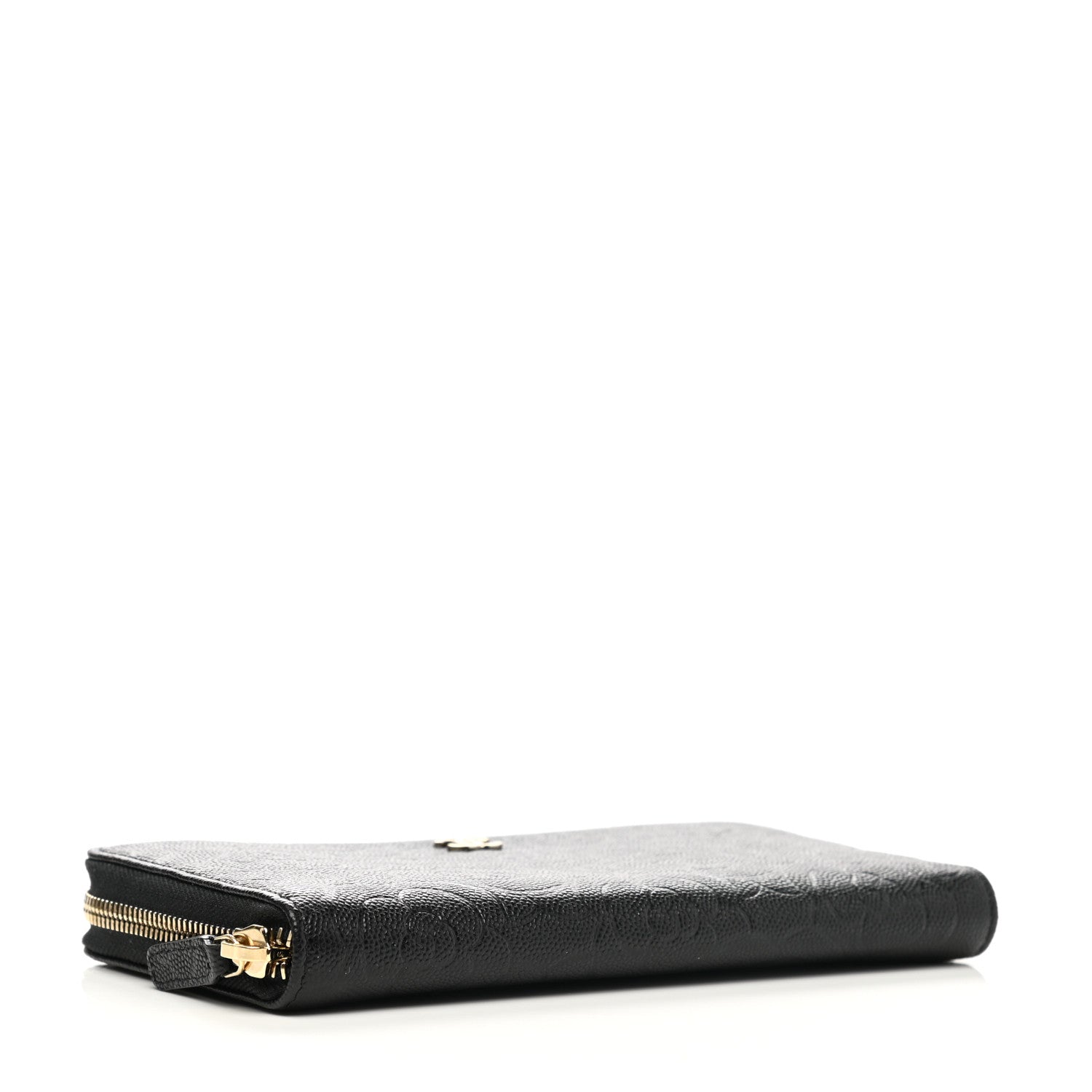 Chanel Caviar Camellia Embossed Large Zip Around Gusset Wallet Black 4 of 8