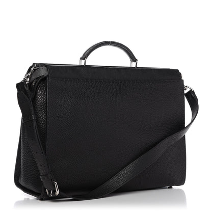 Fendi Cuoio Romano Selleria Fendi Stamp Patch Large Mens Peekaboo Iconic Essential Satchel Black Grigio 3 of 10