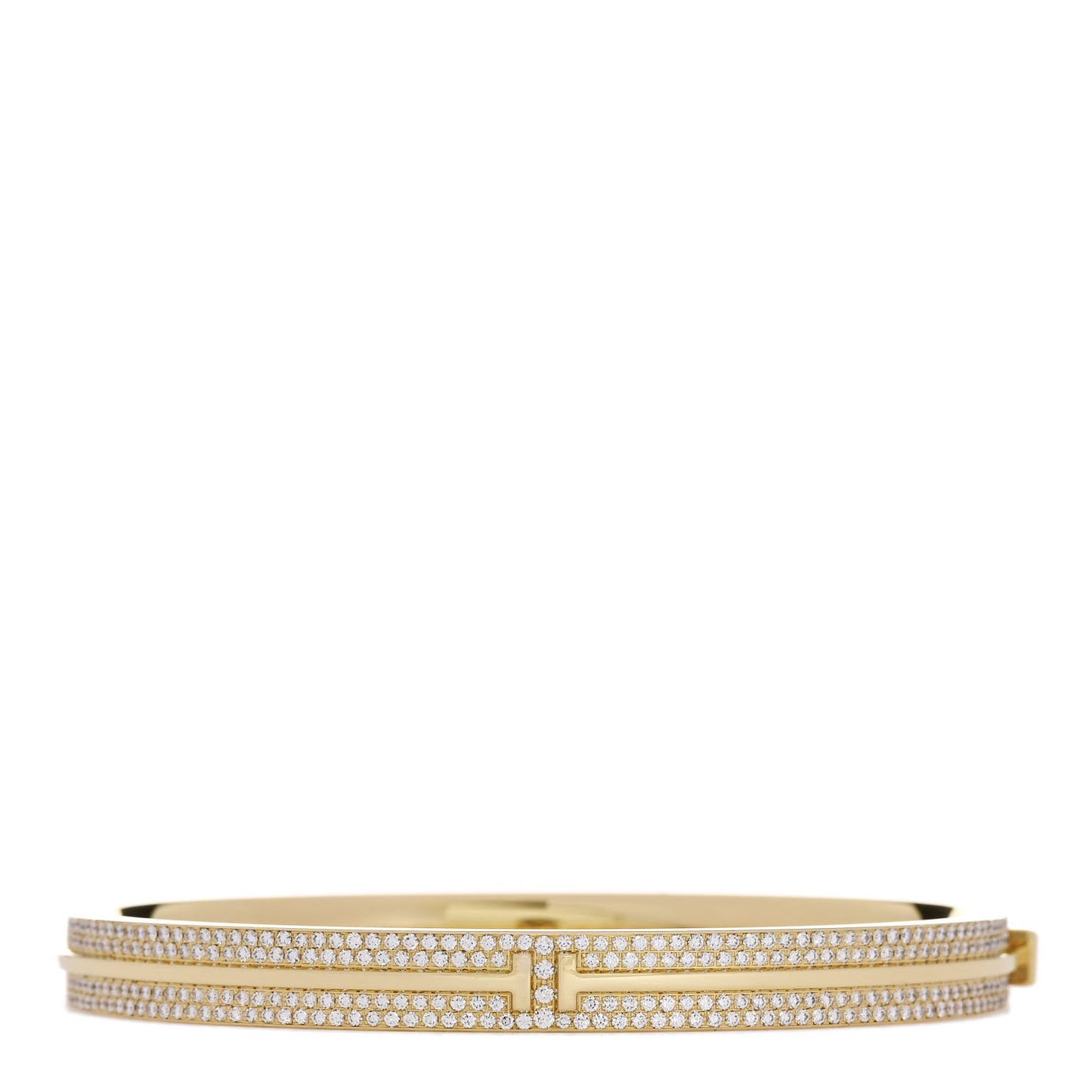 18K Yellow Gold Diamond T Hinged Pave Bracelet