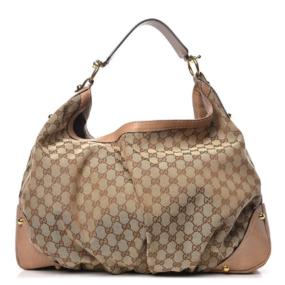 Gucci Monogram Large Jockey Hobo Beige 1 of 12