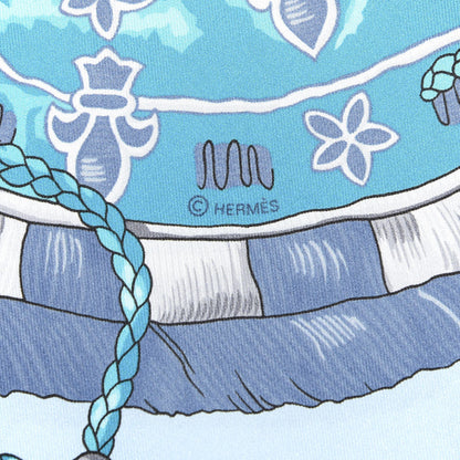 Hermes Silk Les Cles Twilly Scarf Royal Bleu Petrol Sky Bleu 5 of 9