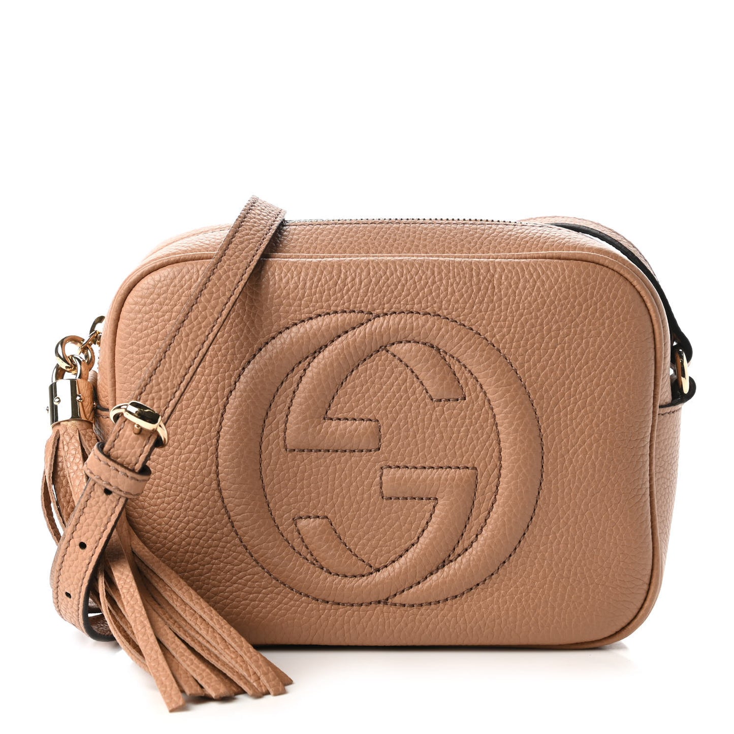 Pebbled Calfskin Small Soho Disco Bag Rose Beige