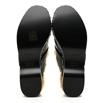 Hermes Calfskin Wool Carlotta Mules 35 Black 5 of 8