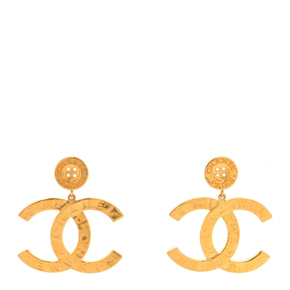 Chanel Metal Large Paris Button Earrings Gold 1 of 4